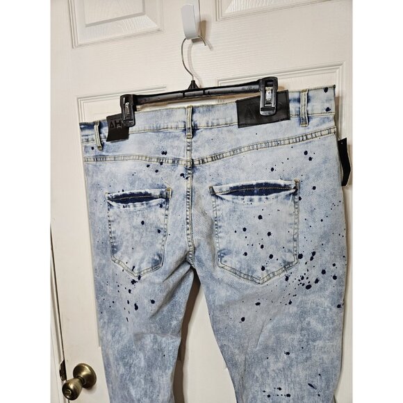 AHP Jeans Blue Acid Light Wash Distressed Cotton Blend Mens Size 40X33 NWT - Picture 9 of 12